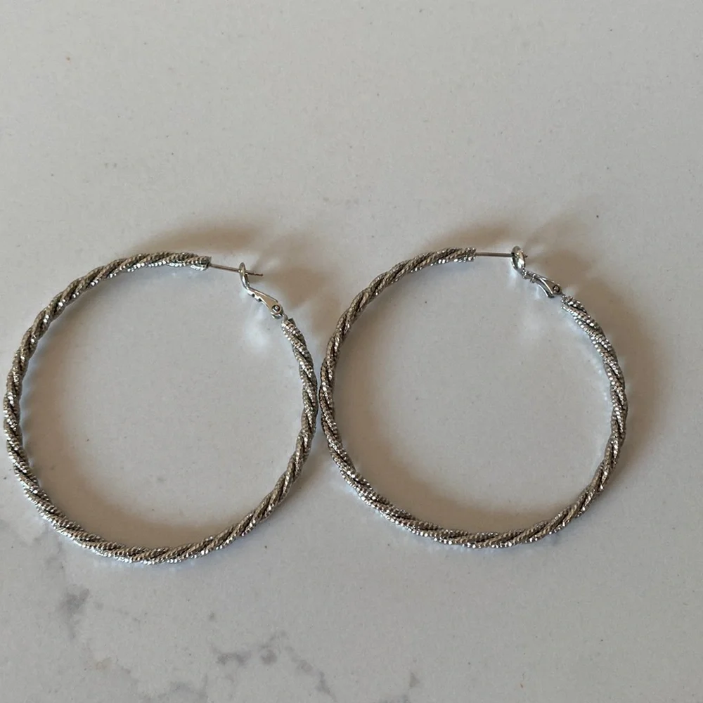 Silver Hoop Earrings - Picture 1 of 4